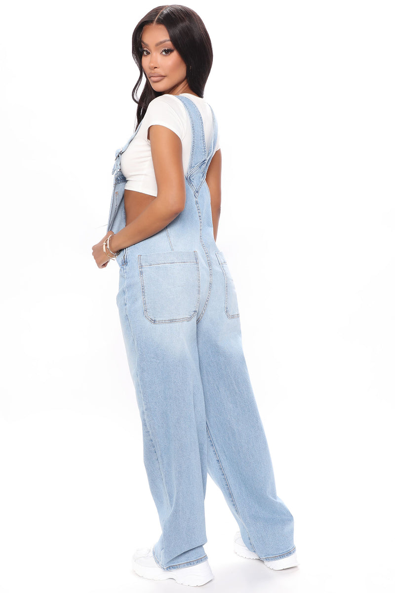 All Over It Slouchy Overalls - Light Blue Wash | Fashion Nova, Jeans ...