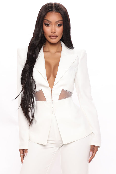 Big Plans Blazer Pant Set - White, Fashion Nova, Matching Sets