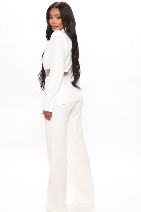 Big Plans Blazer Pant Set White