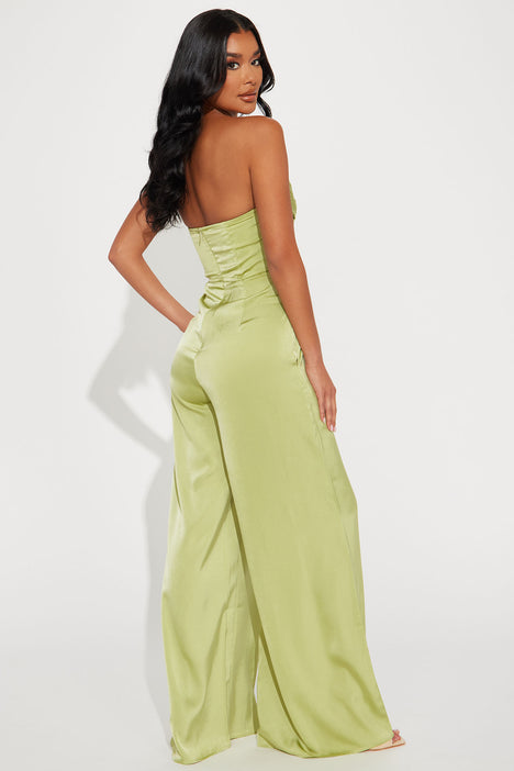 Simply Satin Jumpsuit Chartreuse