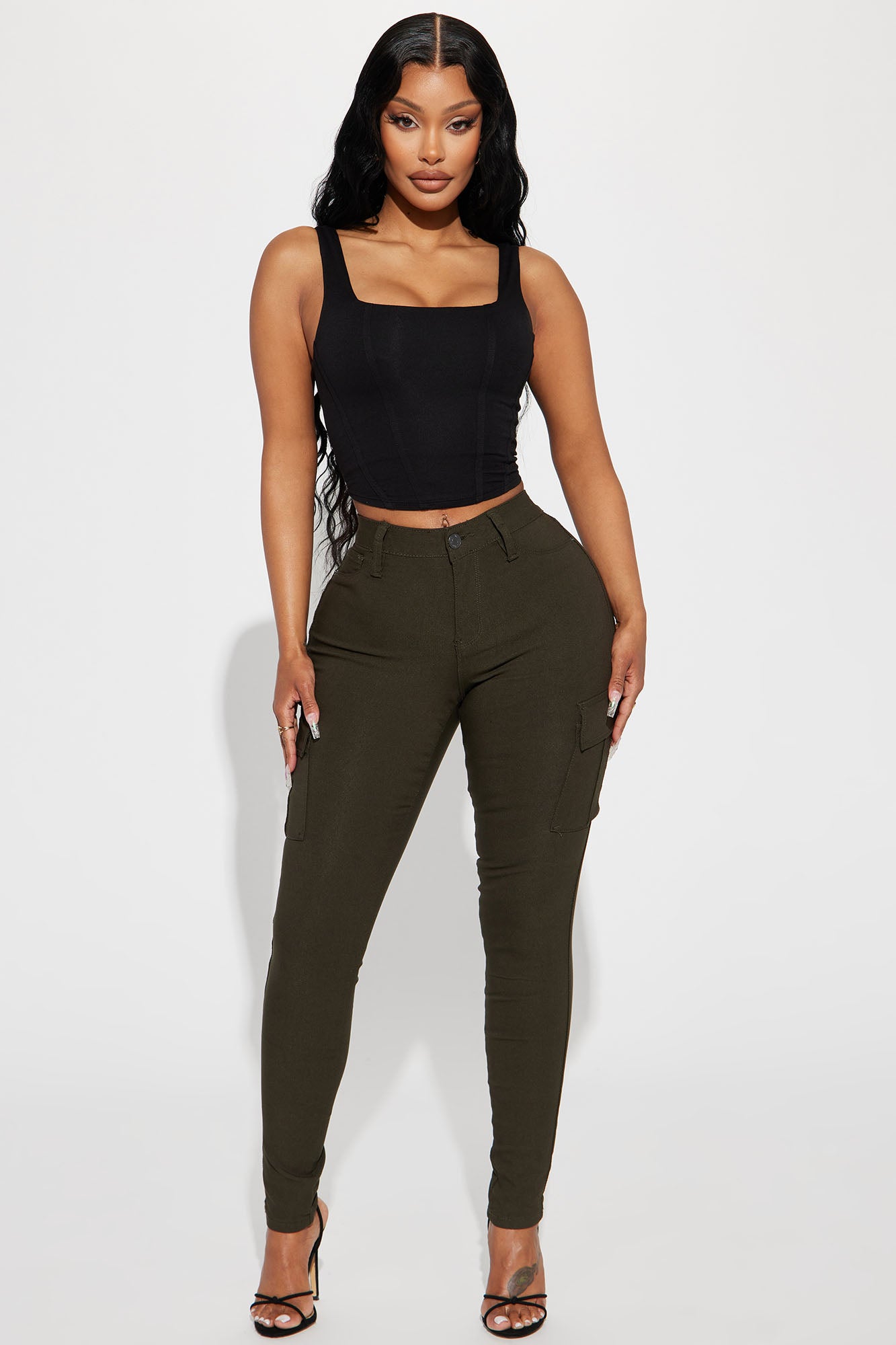 Olive cargo skinny hotsell jeans