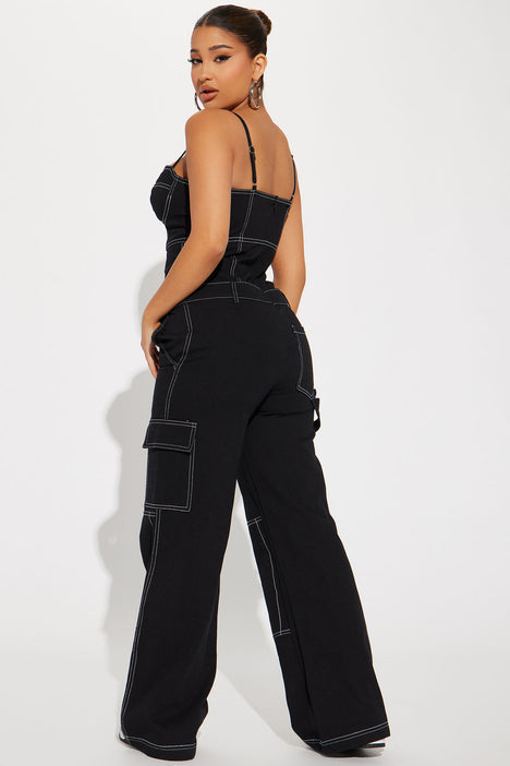 London Cargo Jumpsuit Black
