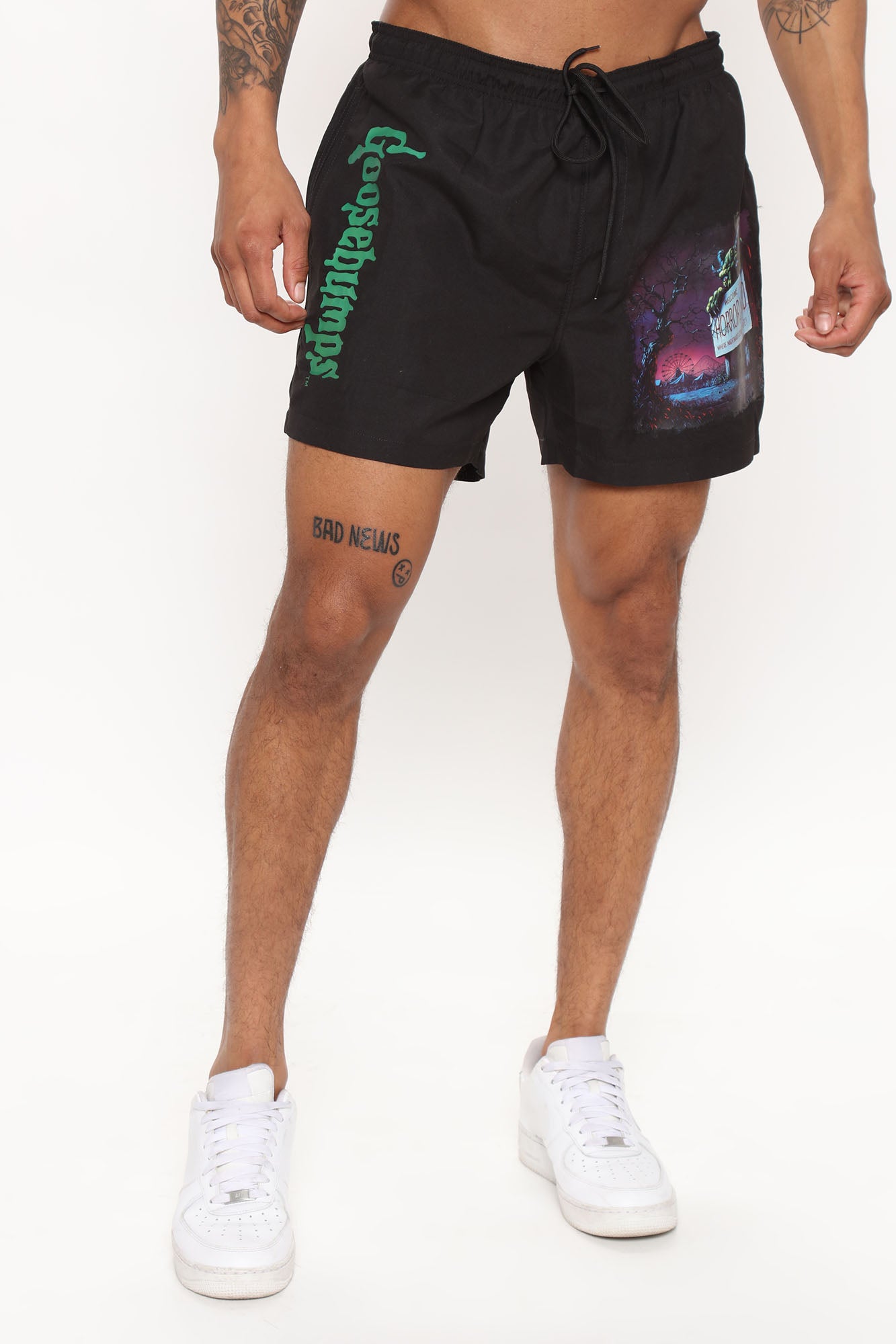 Goosebumps Welcome To Horror Land Swim Trunks Black