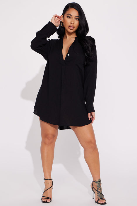 Living Life Shirt Dress Black