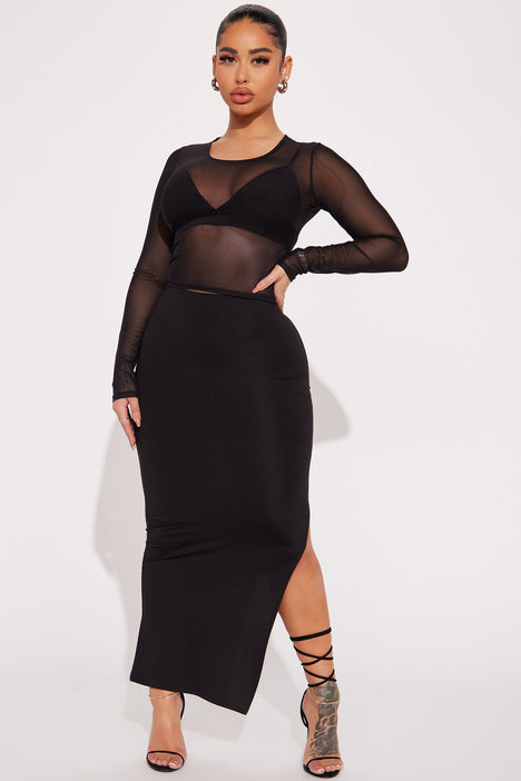 Black maxi top skirt fashion nova