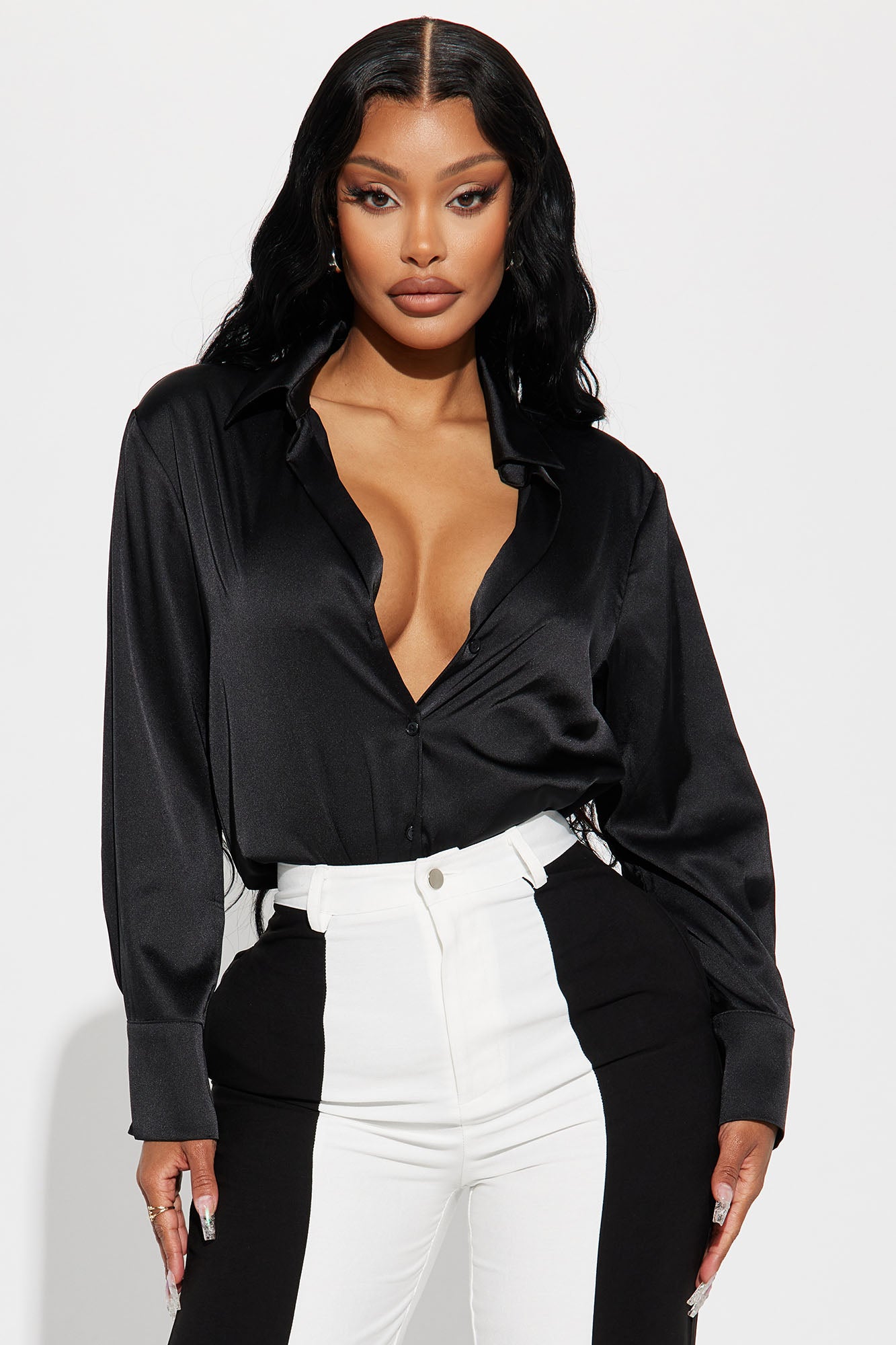 Satin hot sale black tops