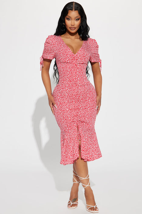 Clarissa Floral Maxi Dress Red White Fashion Nova Dresses