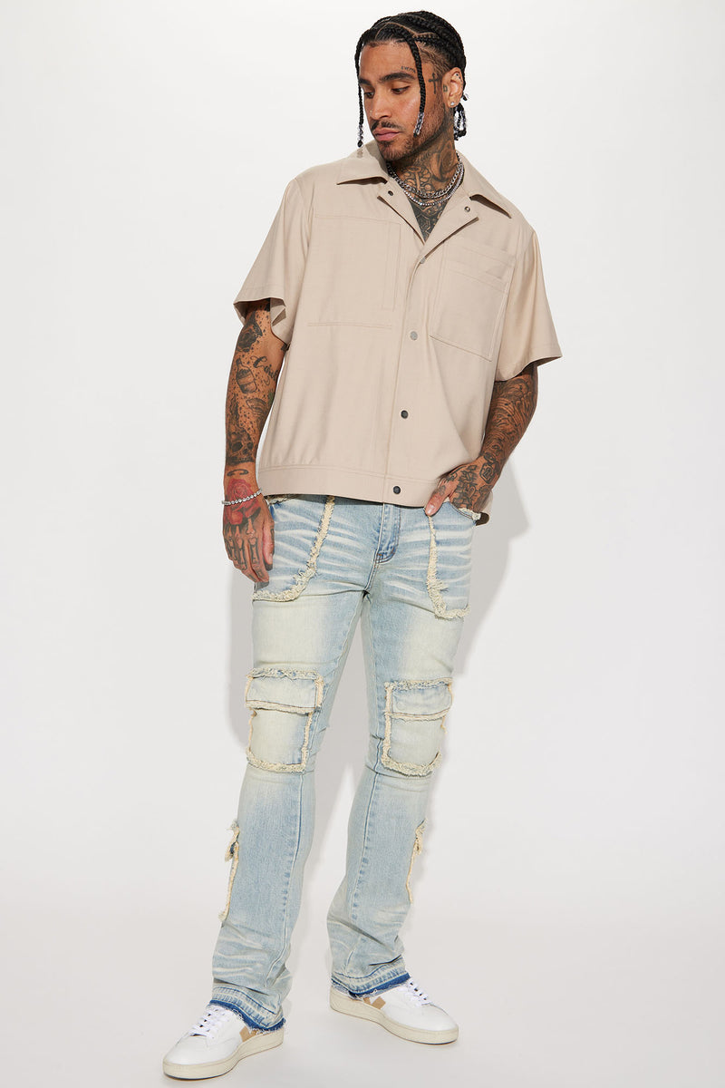 Probably Call Me Short Sleeve Button Up - Khaki | Fashion Nova, Mens ...