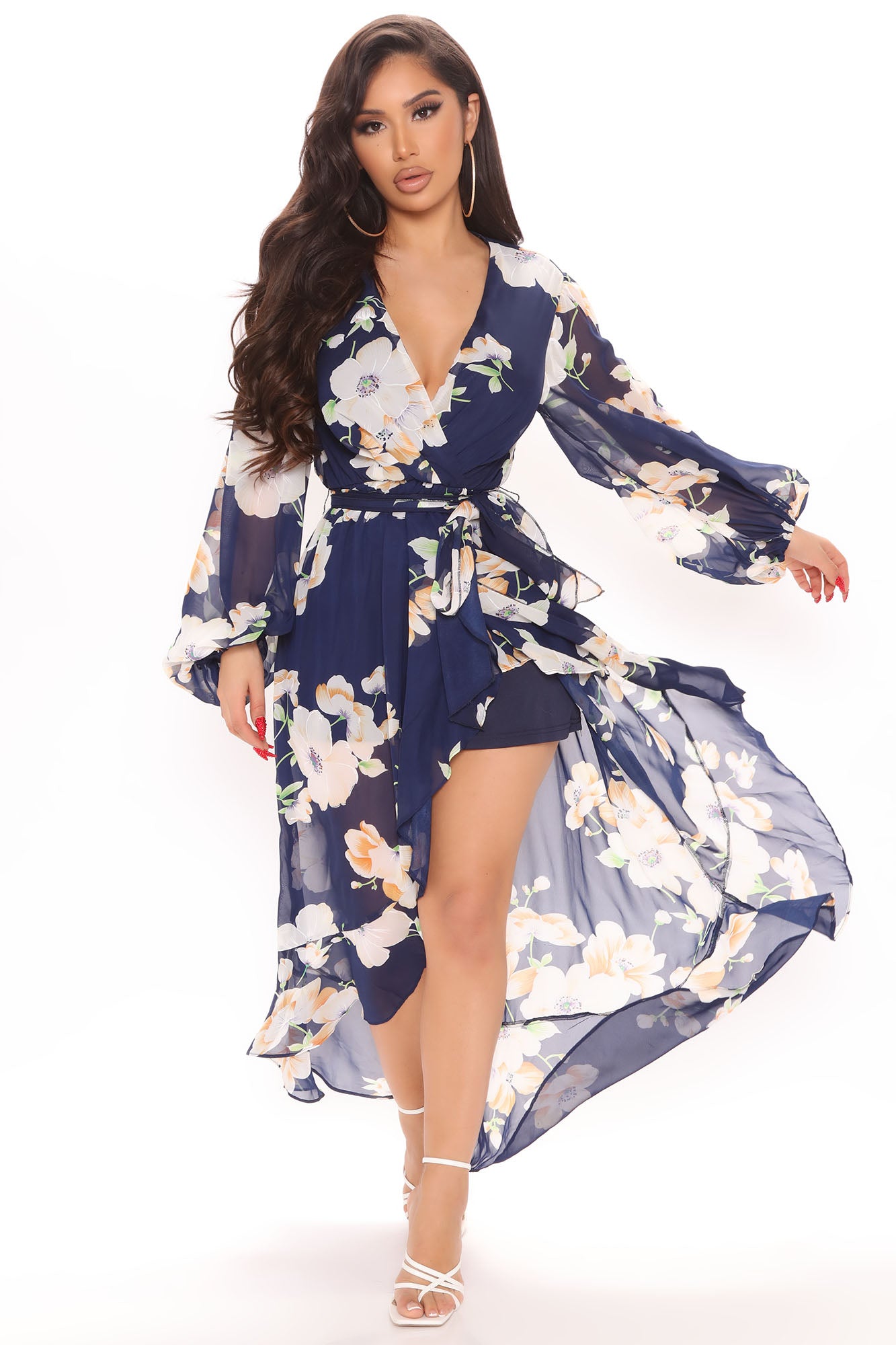 Floral Fever Midi Dress Navy combo
