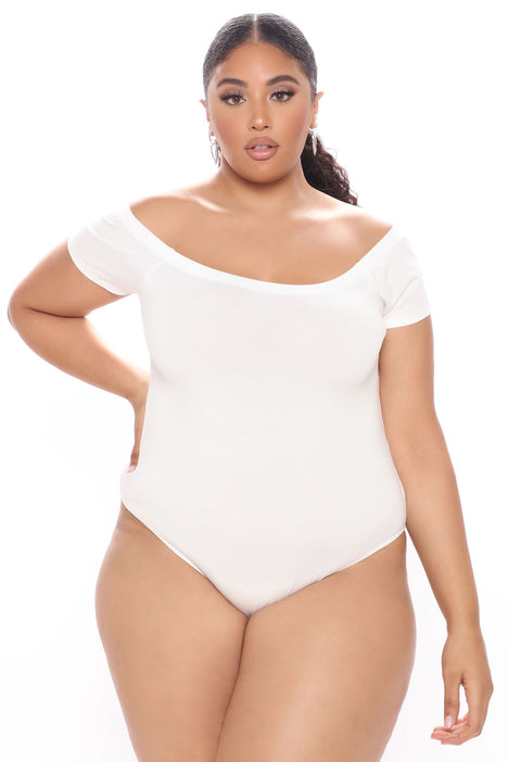 Autumn Off Shoulder Bodysuit White Fashion Nova Basic Tops