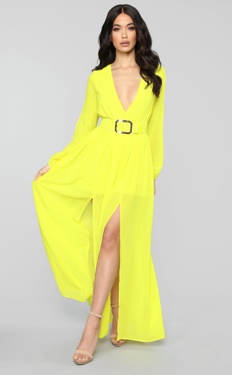 Halfway There Belted Maxi Dress - Yellow | Fashion Nova, Dresses ...