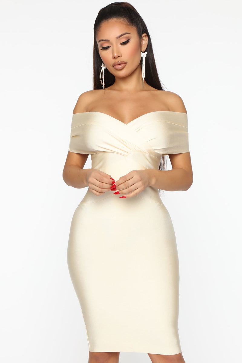 Dolled Up For You Bandage Midi Dress - Ivory | Fashion Nova, Dresses ...