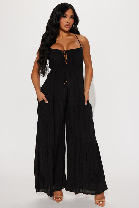 Vacation Ready Gauze Jumpsuit Black