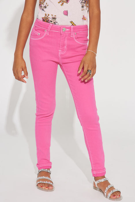 Plus Size Pink Distressed High Waist Stretchy Skinny Jeans Jeggings