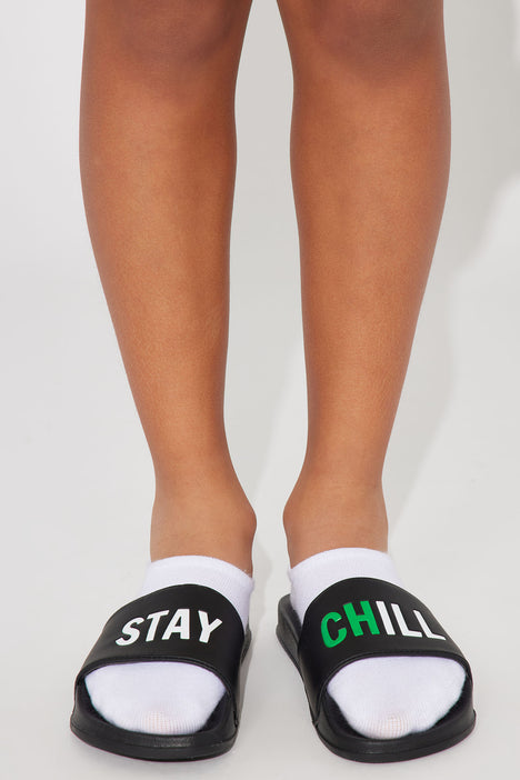 Mini Slidin My Way Slides Black White Fashion Nova Kids