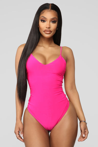 Here To Stay Bodysuit - Neon Pink, Fashion Nova, Bodysuits