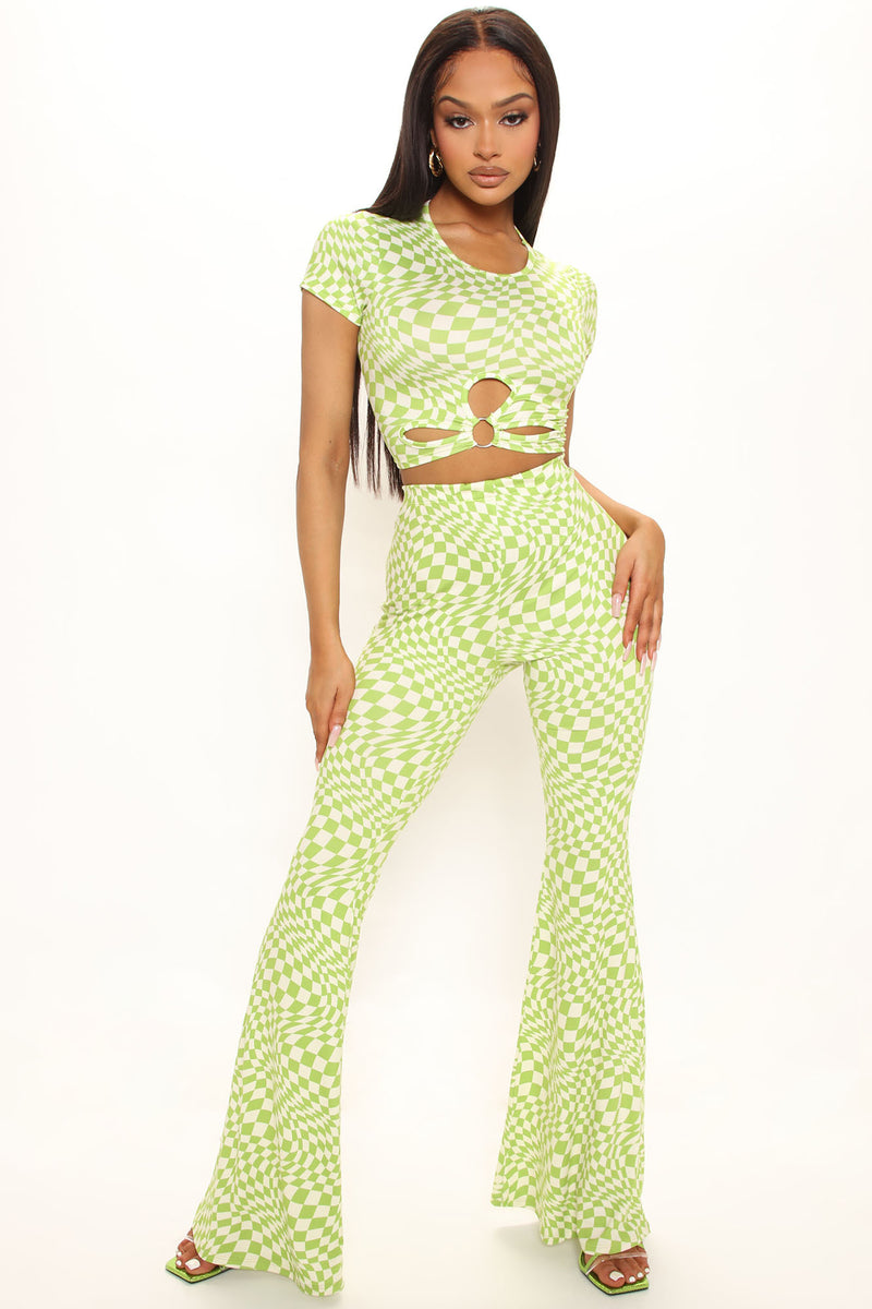 Tinsely Checkered Pant Set 33 - Lime | Fashion Nova, Matching Sets ...