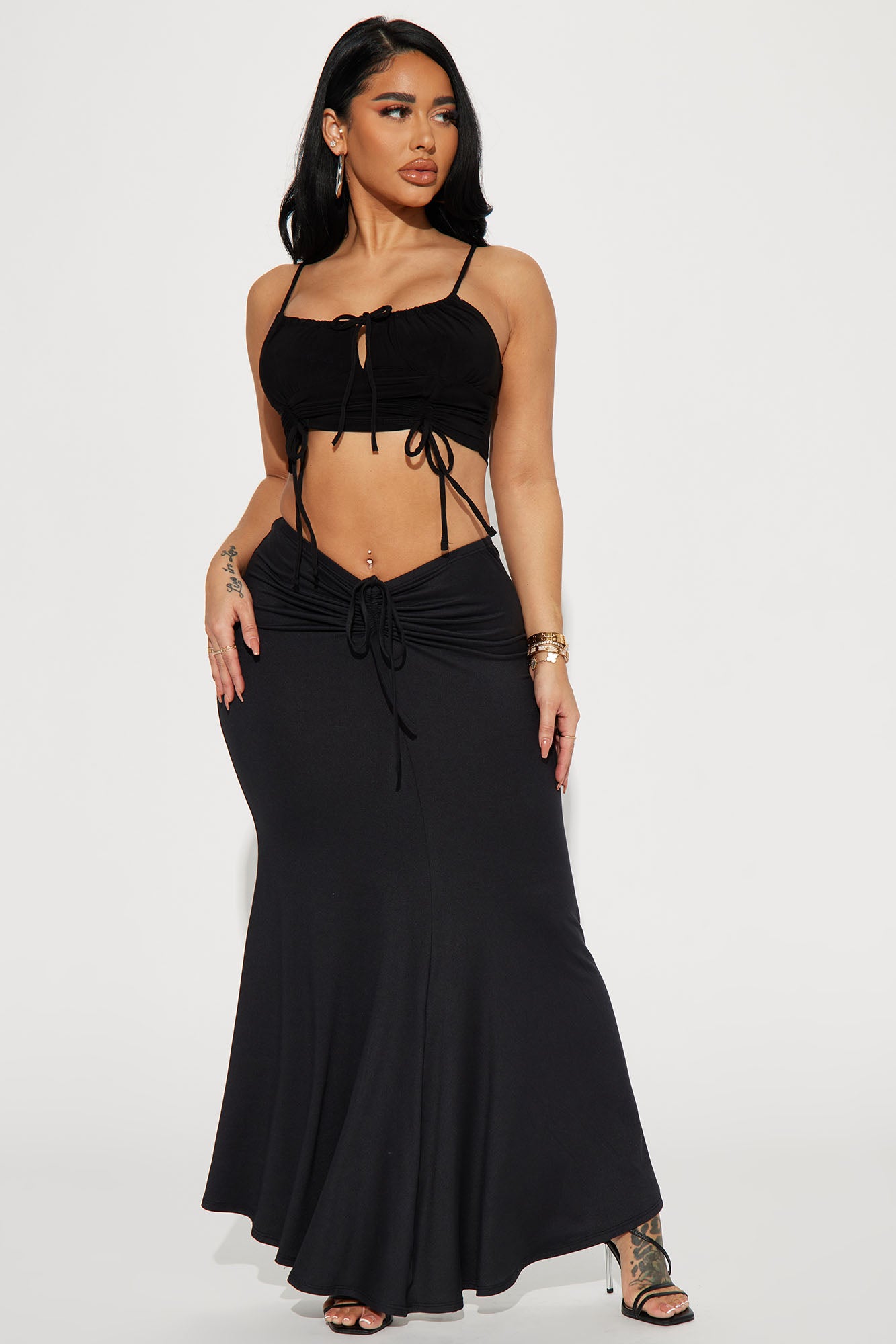 Rise Black Maxi Skirt | Low Rise – motelrocks-com-us