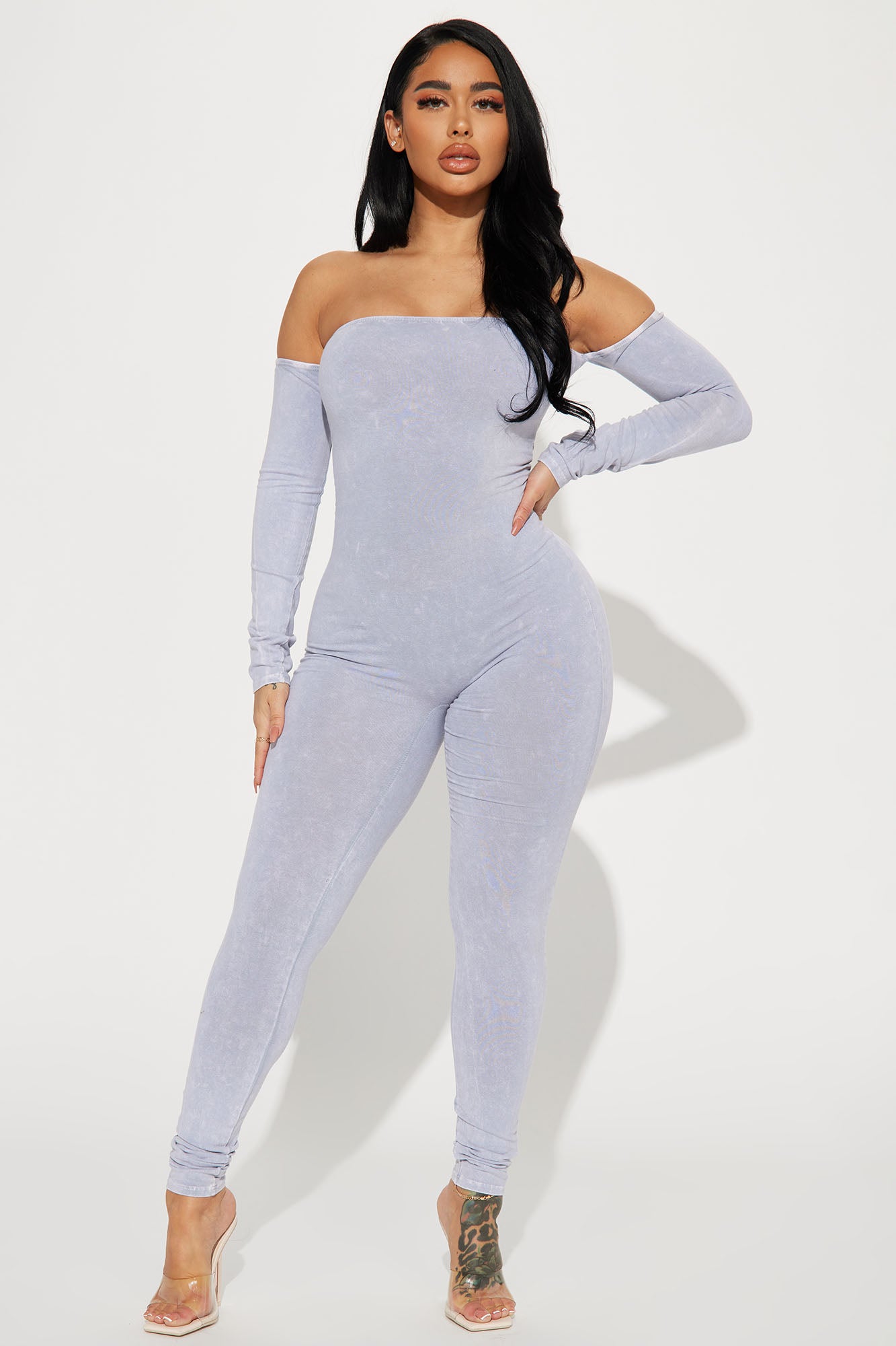 Fashion nova off shoulder jumpsuit discount
