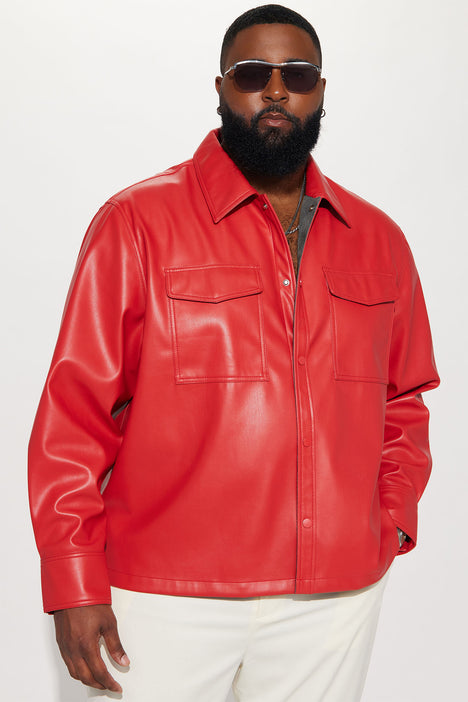 Night Out Faux Leather Shacket Red Fashion Nova Mens Jackets