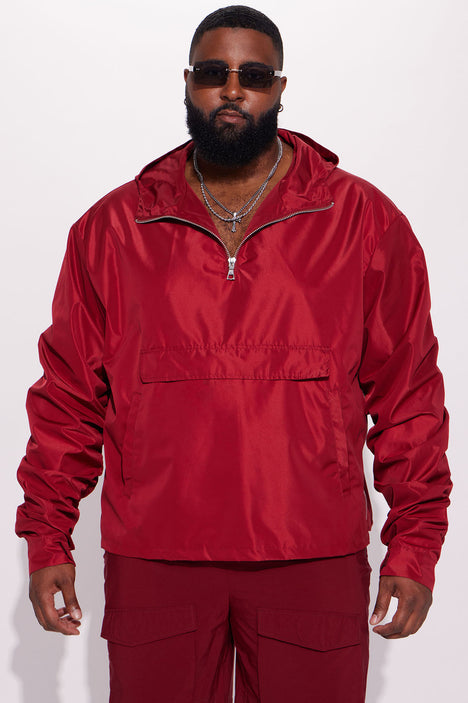 No One Like You Quarter Zip Nylon Anorak Jacket Burgundy