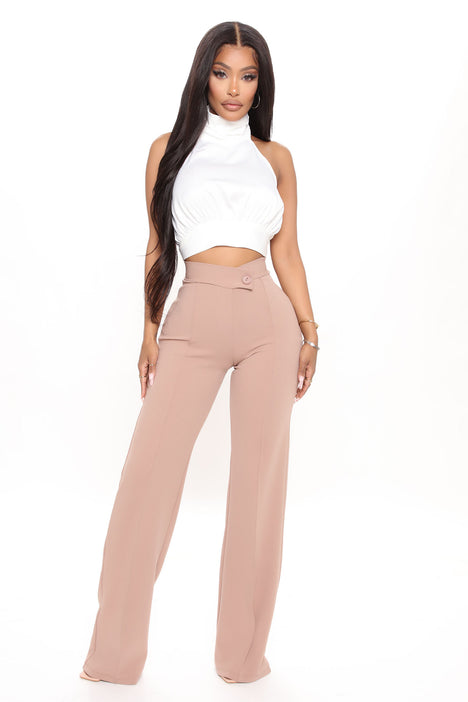 Buy SIFLIF Women's High Waist Casual Wide Leg Palazzo Pants, Dress Pants  for Women, Work Pants with Pockets for Women Office., White, 8 at Amazon.in