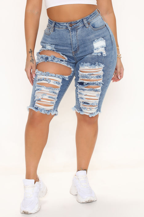Ripped jean store shorts fashion nova