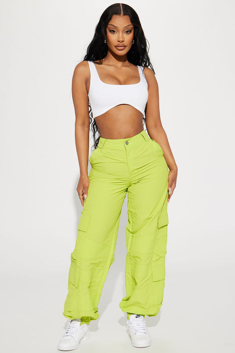 Lime green cargo clearance trousers