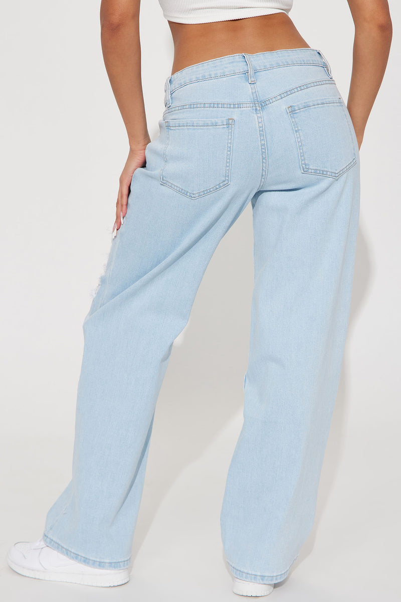 No Excuse Ripped Baggy Wide Leg Jean - Light Wash | Fashion Nova, Jeans ...