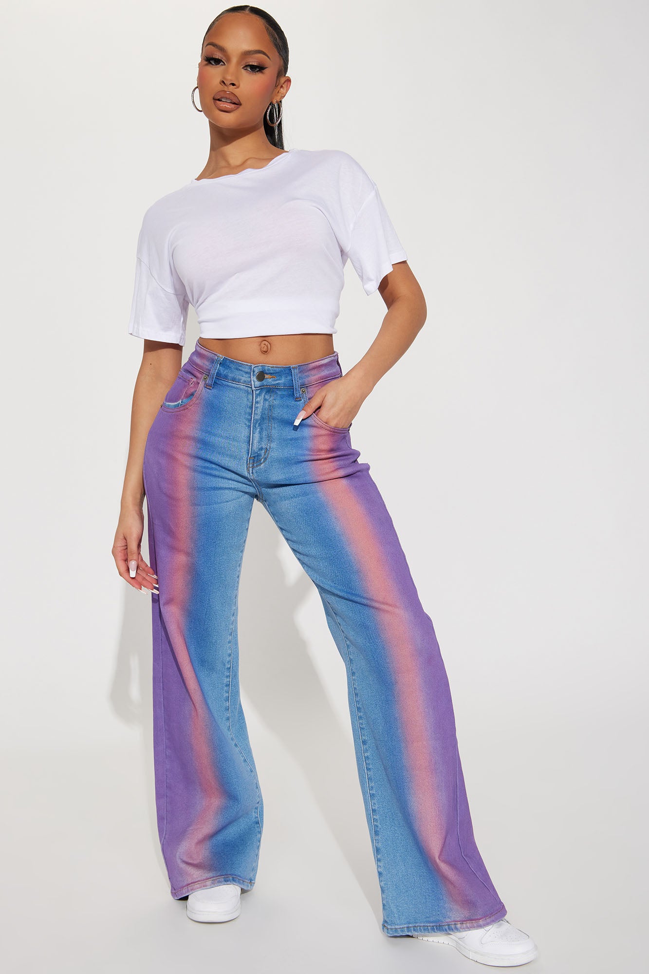 Rainbow flare cheap jeans