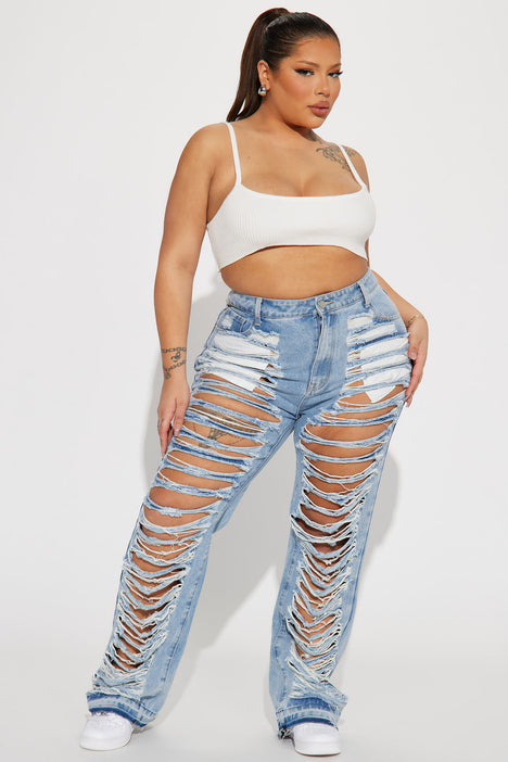 Plus size shredded jeans clearance