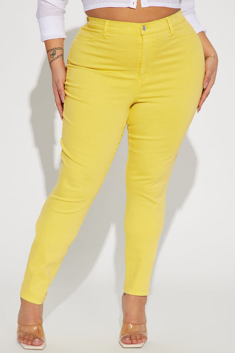 Classic Color High Waist Skinny Jeans Yellow Fashion Nova