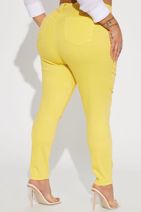 Plus size online yellow skinny jeans