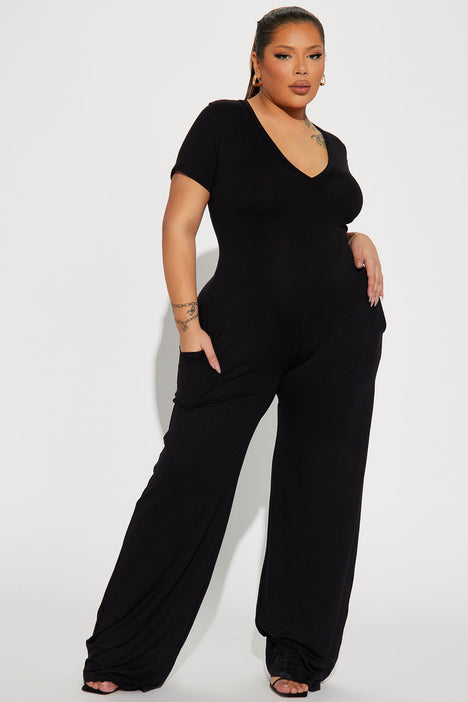 Fashion nova plus clearance size black jumpsuit