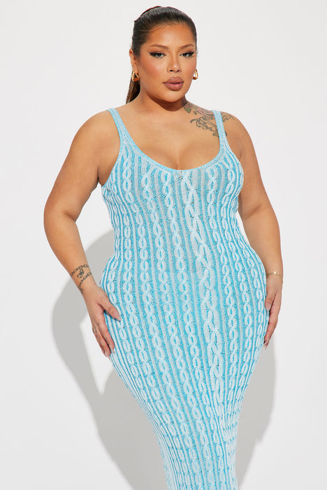 Mizuka Sweater Midi Dress Light Blue Fashion Nova Dresses