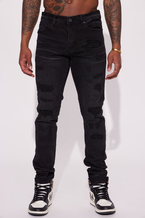 All The Way Up Ripped Stacked Skinny Jeans Black Wash