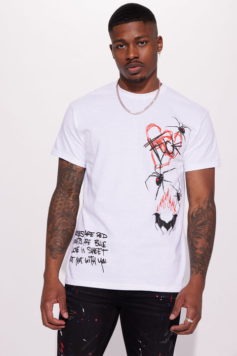 Red black white graphic tee sales