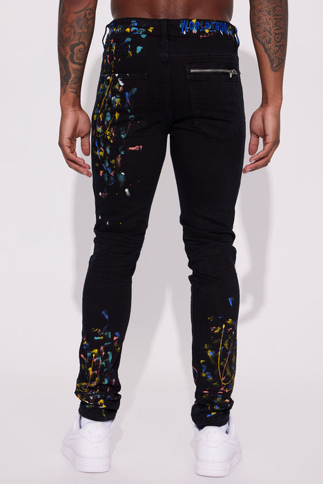 Fashion nova paint splatter jeans on sale