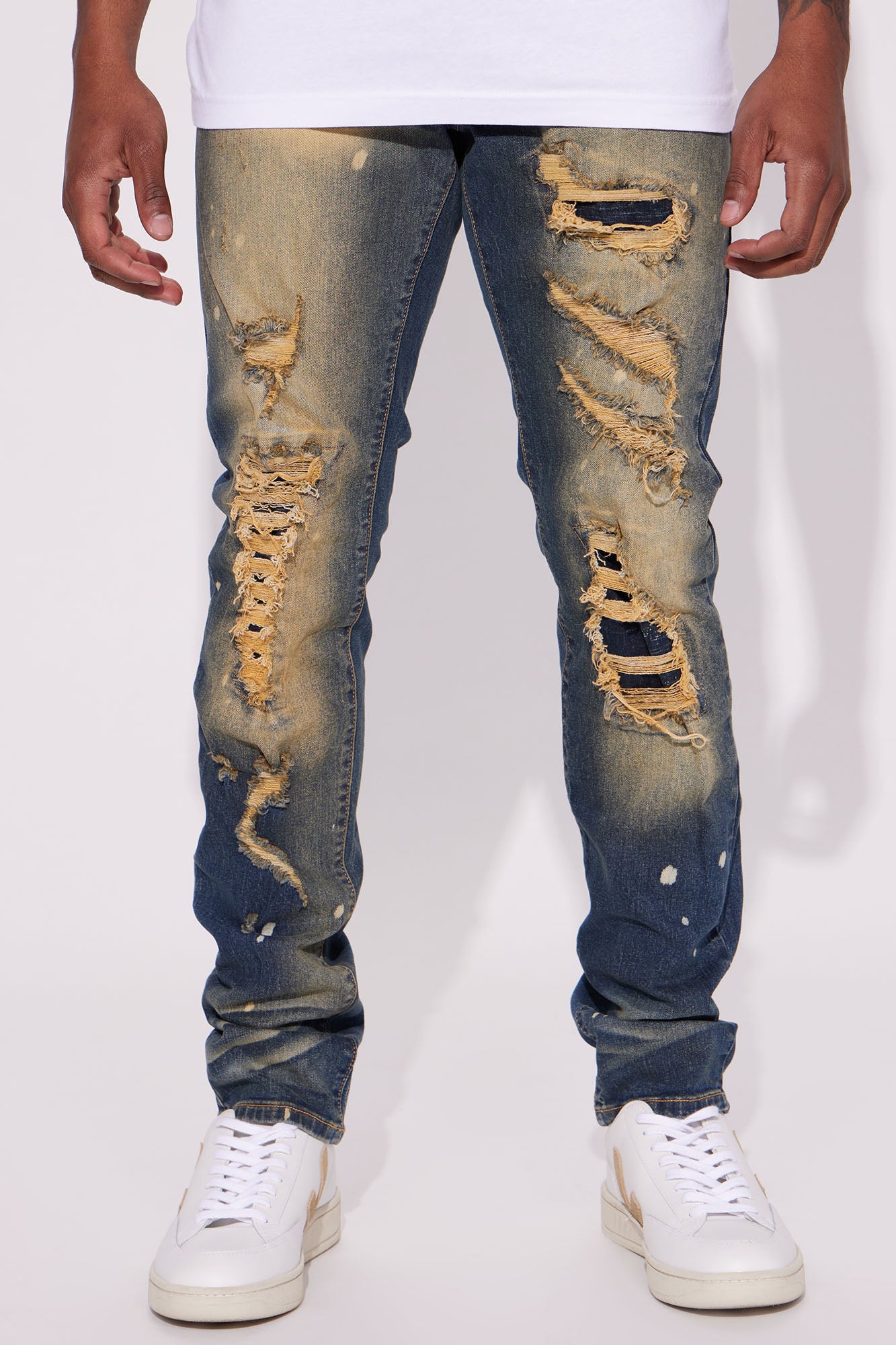 Boom Stacked Skinny Jeans Vintage Blue Wash