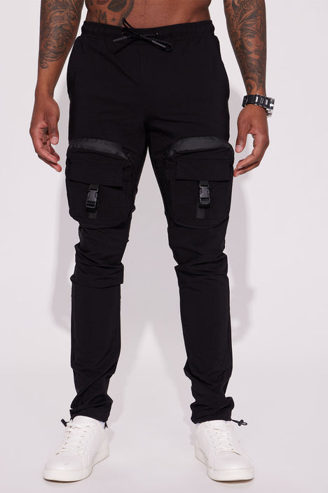 Tell Me Nothing Nylon Cargo Pants Black Fashion Nova Mens