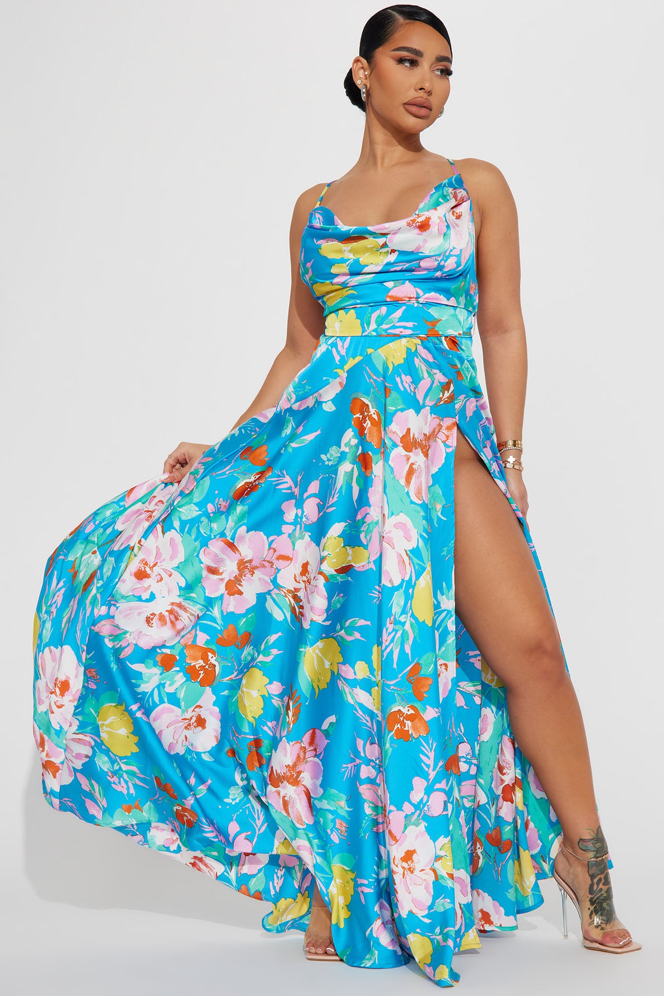 Cadence Floral Maxi Dress Blue combo