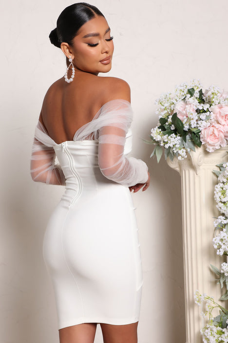 Tall Trophy Wife Mini Dress White