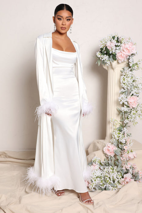 Happiest Ever Satin Dress Set White