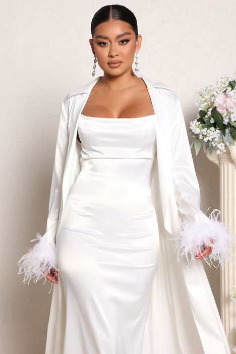 Fashion nova online white satin dress