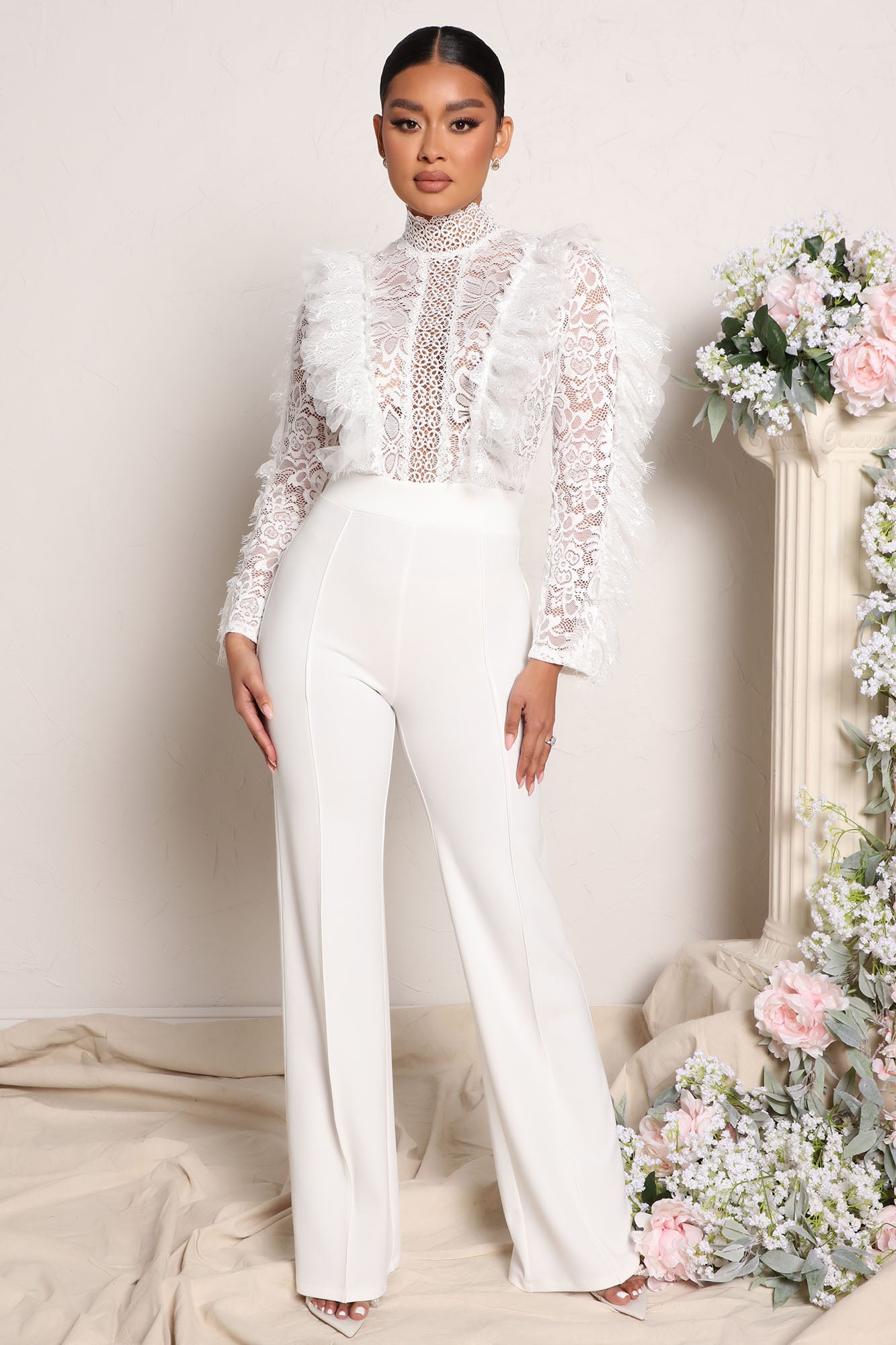 Fashion nova white sales lace jumpsuit
