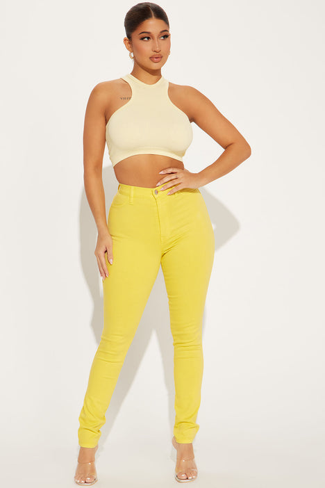 Classic Color High Waist Skinny Jeans Yellow Fashion Nova
