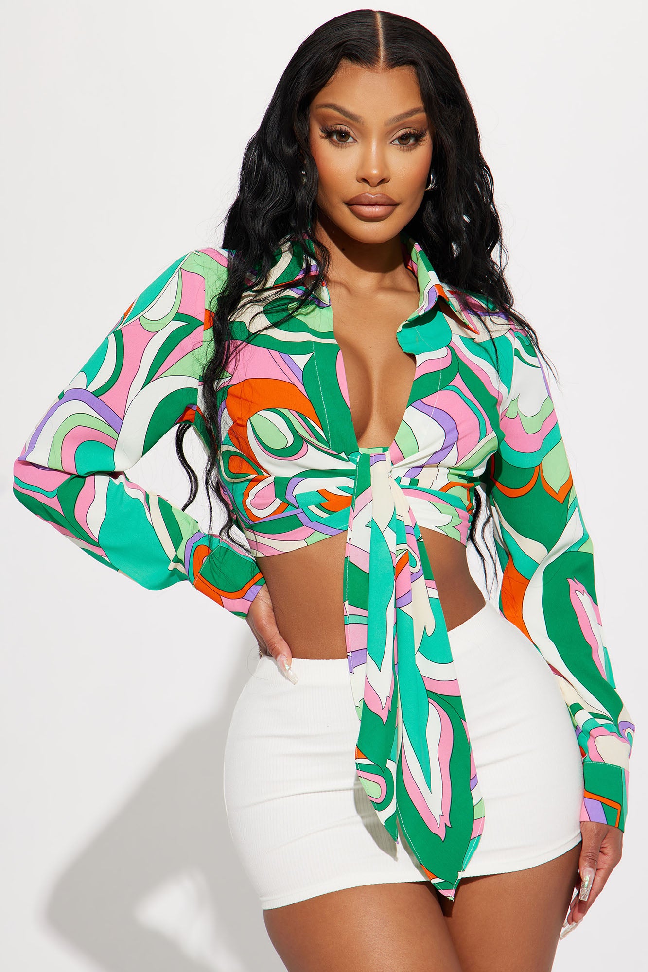 Satisfy Me Blouse Top Green combo