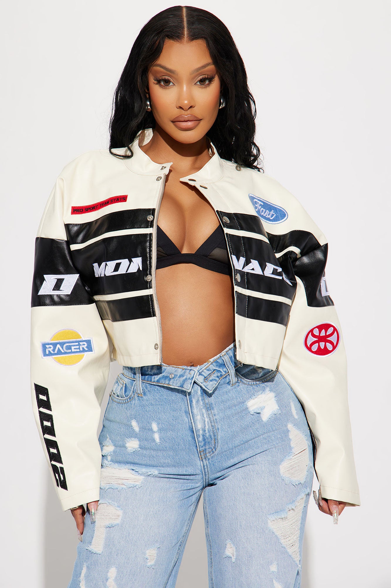 Monaco Cropped Jacket - Ivory/combo, Fashion Nova, Jackets & Coats