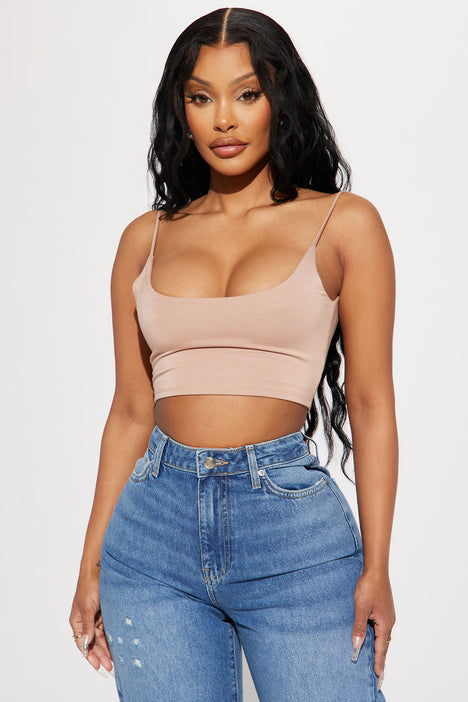 Keep It Low Key Crop Top - Nude, Fashion Nova, Basic Tops & Bodysuits