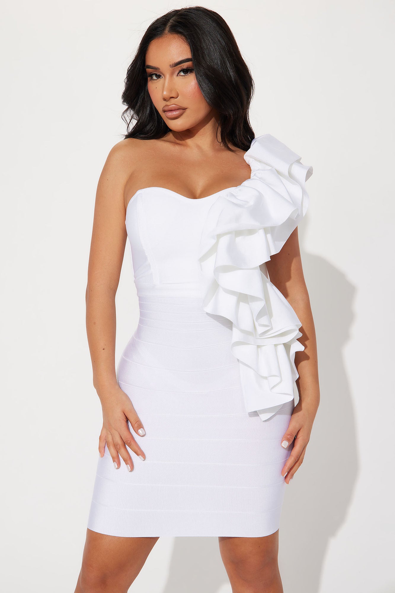 Bandage ruffle dress discount